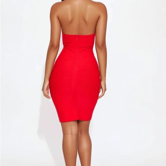 Fashion Nova Strapless Red Dress - Picture 3 of 7